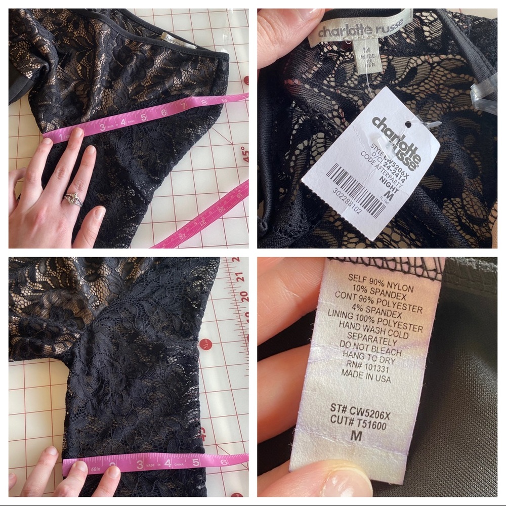 Charlotte Russe NWT Afterparty black beige tan floral lace romper dress - Picture 4 of 16